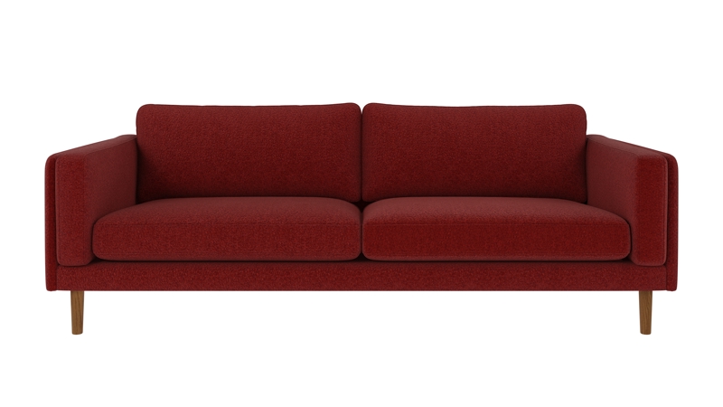 123953 b sb A Braden sofa 3-seater red fabric Anna #8 (c3) oak legs.