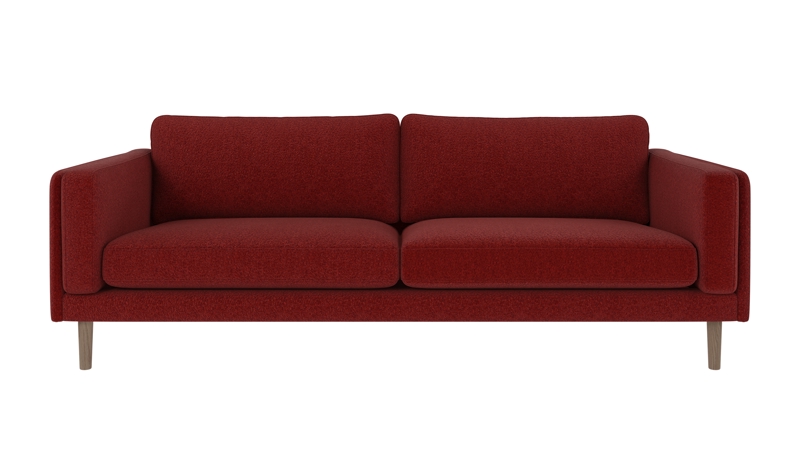 123954 b sb A Braden sofa 3-seater red fabric Anna #8 (c3) whitewash oak legs.