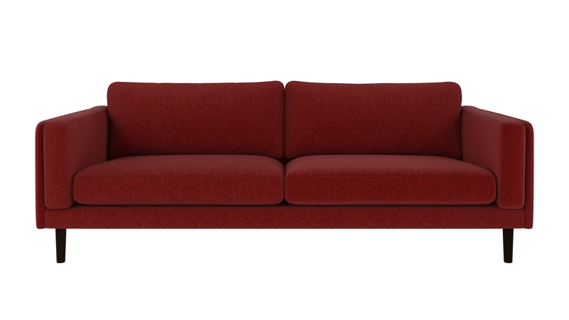123955 b sb A Braden sofa 3-seater red fabric Anna #8 (c3) brown oak legs.