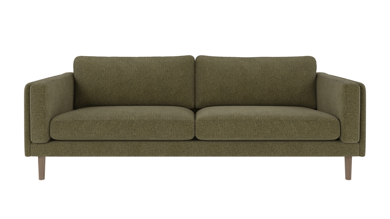 224272 b sb A Braden sofa 3-seater dark green fabric Max #88 (c2) whitewash oak legs.