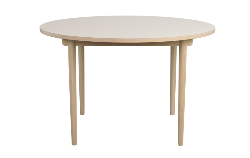 123184 b sb a Fairmount round table whitepigm. oak light beige laminate.