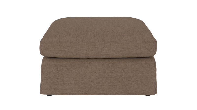 125921 b sb A Peyton foot stool brown fabric Ursula #299 (c3).