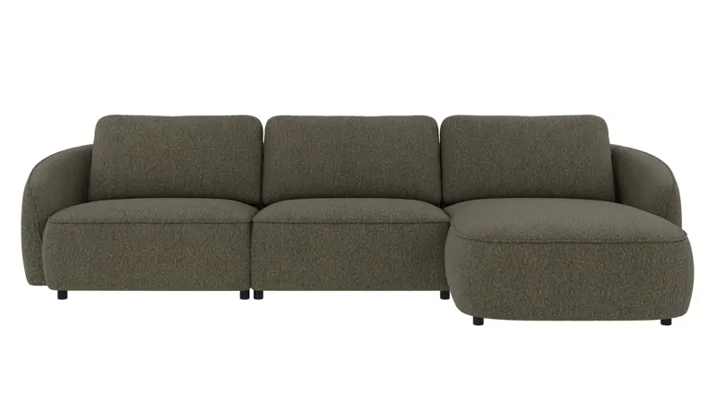 242579 b sb A Norris sofa 4-seater-chaise longue R green-brown fabric Oscar #88 (c3).
