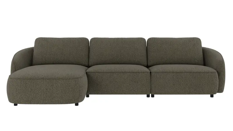 242581 b sb A Norris sofa 4-seater-chaise longue L green-brown fabric Oscar #88 (c3).