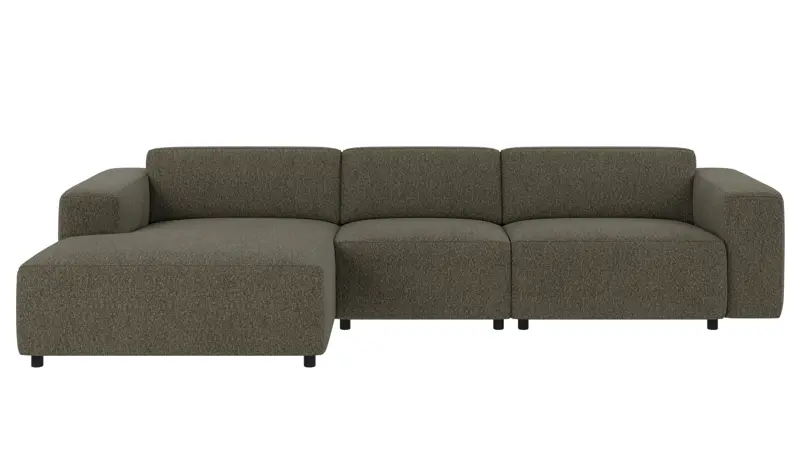 149815 b sb A Willard sofa 4-seater-chaise longue L green-brown fabric Oscar #88 (c3).