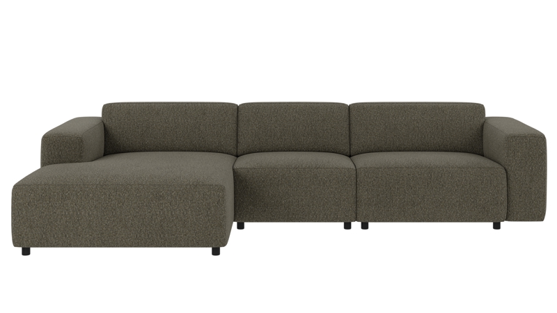 149815 b sb A Willard sofa 4-seater-chaise longue L green-brown fabric Oscar #88 (c3).