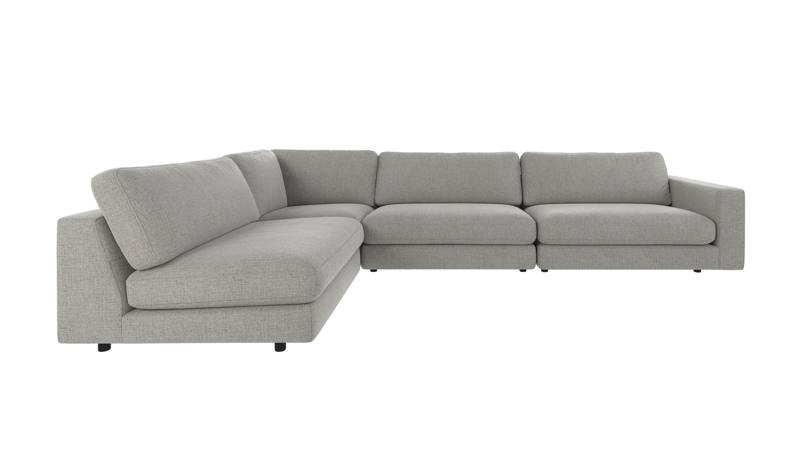 127453 b sb A Duncan corner sofa 2+3-seater open L medium grey fabric Robin #149 (c3).