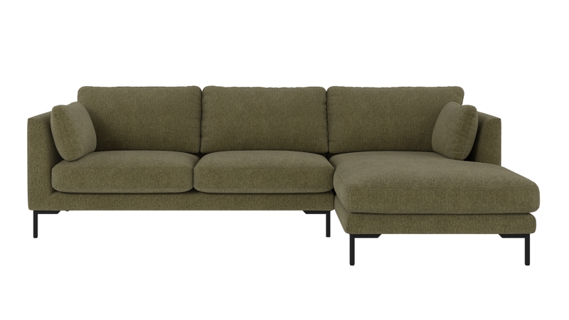 129753 b sb A Corwin sofa 3,5-seater-chaise longue R dark green fabric Max #88 (c2).