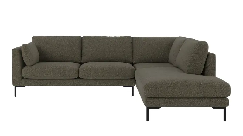 130304 b sb A Corwin corner sofa 2,5+2,5-seater open end R green-brown fabric Oscar #88 (c3).