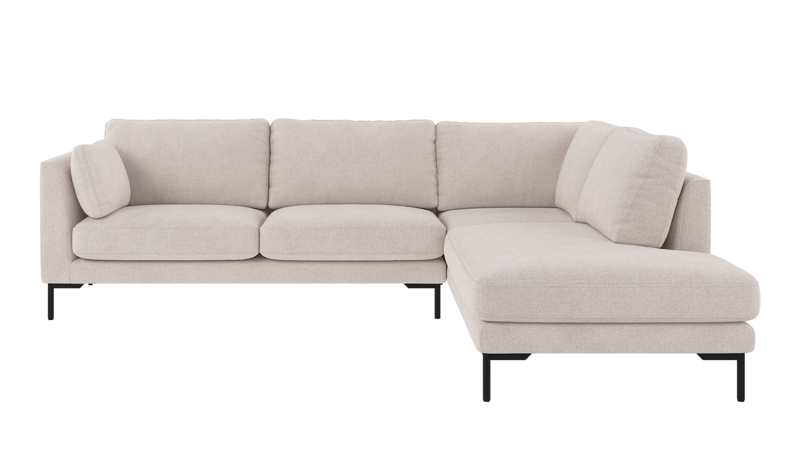 129634 b sb A Corwin corner sofa 2,5+2,5-seater open end R light beige fabric Brenda #22 (c1).