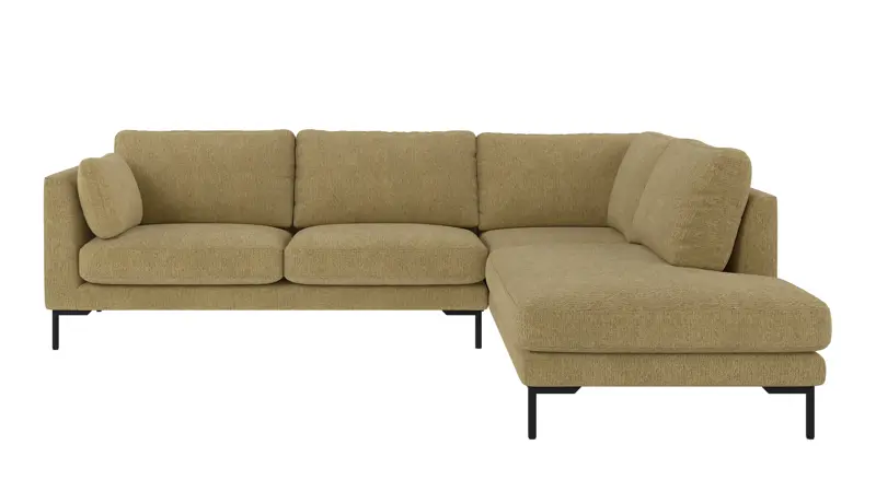 129734 b sb A Corwin corner sofa 2,5+2,5-seater open end R yellow fabric Max #170 (c2).