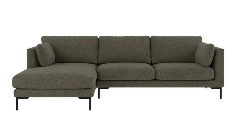 130305 b sb A Corwin sofa 3,5-seater-chaise longue L green-brown fabric Oscar #88 (c3).