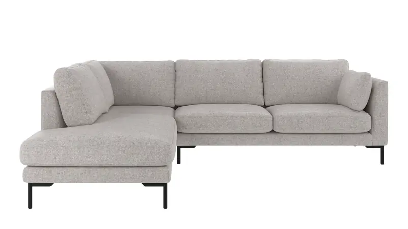 130286 b sb A Corwin corner sofa 2,5+2,5-seater open end L light grey fabric Oscar #196 (c3).