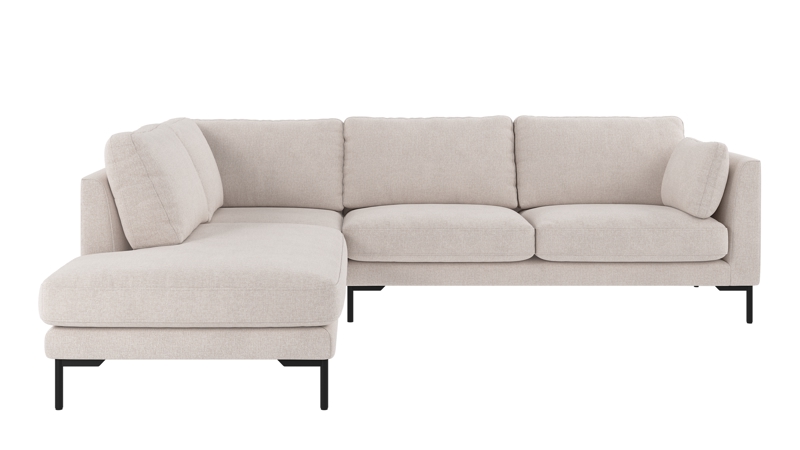 129636 b sb A Corwin corner sofa 2,5+2,5-seater open end L light beige fabric Brenda #22 (c1).