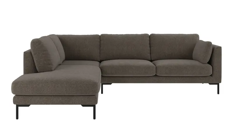 129766 b sb A Corwin corner sofa 2,5+2,5-seater open end L brown-grey fabric Max #176 (c2).