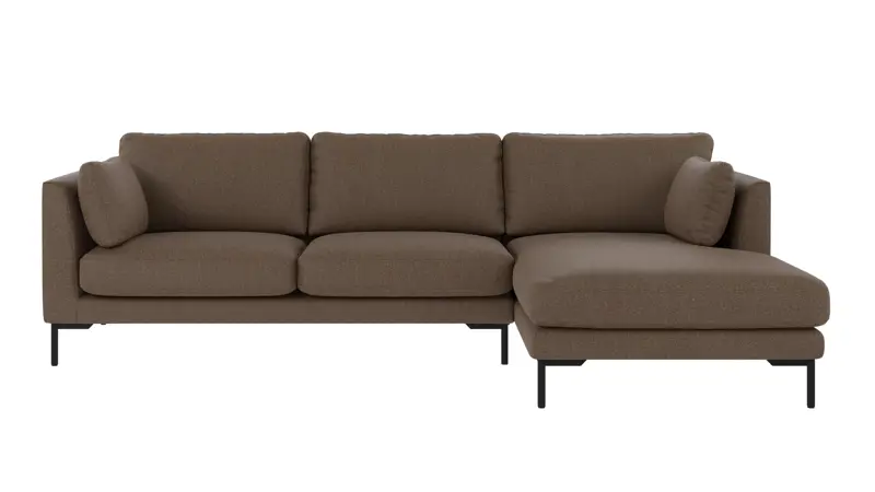 129873 b sb A Corwin sofa 3,5-seater-chaise longue R brown fabric Sandra #103 (c2).