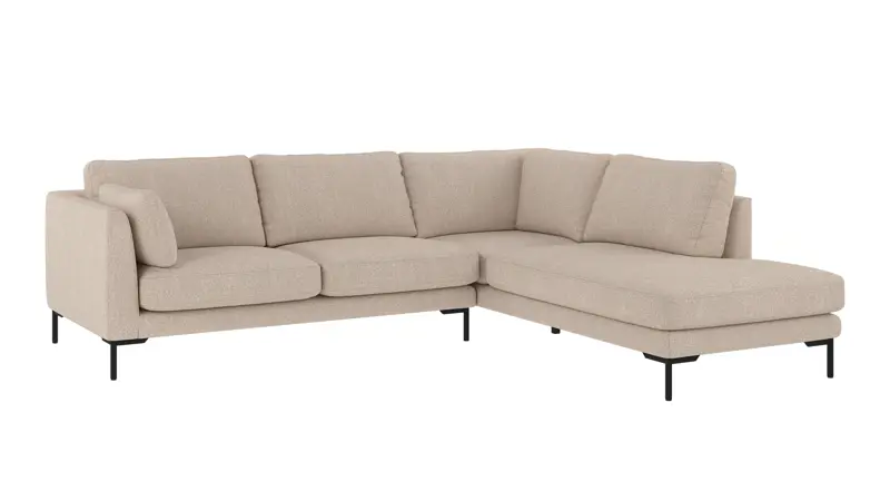 129854 b sb B Corwin corner sofa 2,5+2,5-seater open end R light beige fabric Sandra #903 (c2).