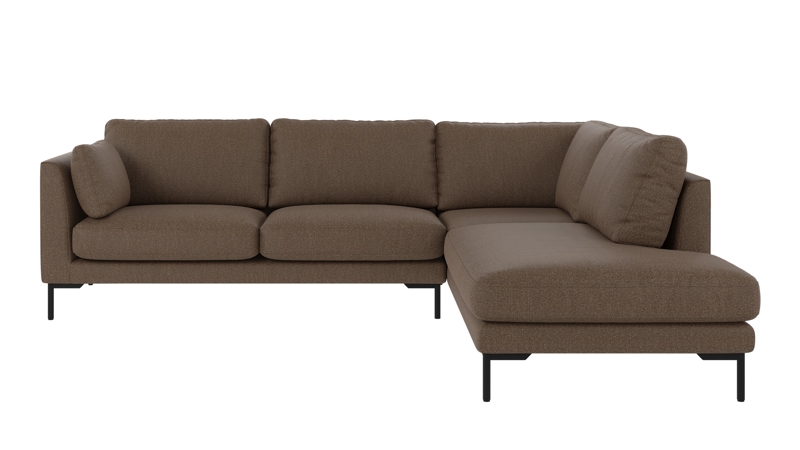 129874 b sb A Corwin corner sofa 2,5+2,5-seater open end R brown fabric Sandra #103 (c2).
