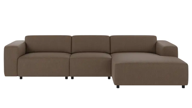 150033 b sb A Willard sofa 4-seater-chaise longue R brown fabric Sandra #103 (c2).