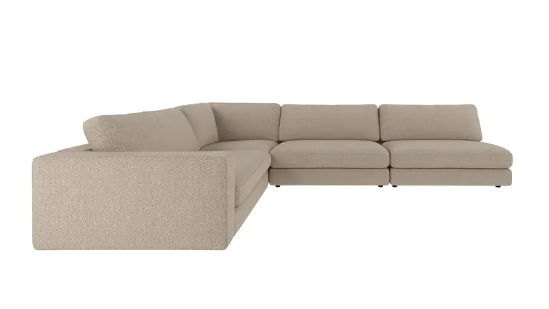 153044 b sb A Duncan corner sofa 2+3-seater open R dark beige fabric Sandra #904 (c2).