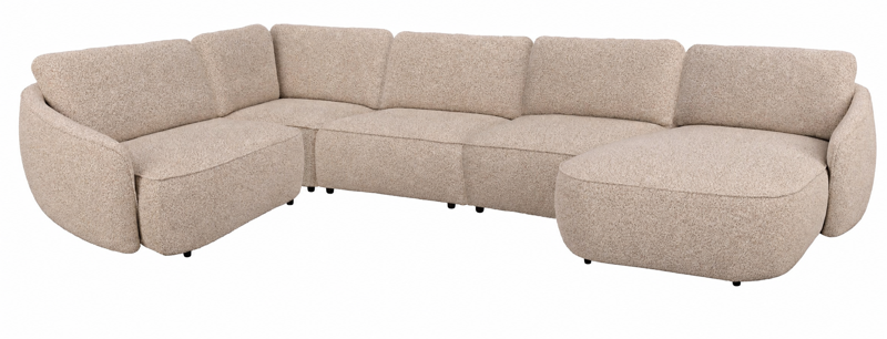 124578 b sb a Norris corner sofa 2+4 chaise lounge R light beige fabric Anna #2.
