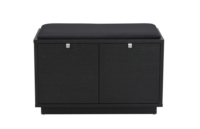 Confetti bänk 2L svartbetsad ek/svart tyg a.