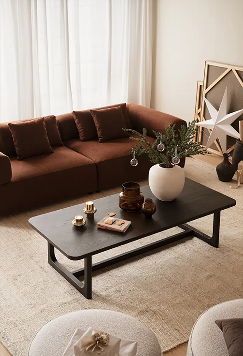 Driscoll coffee table brown falkner sofa red.