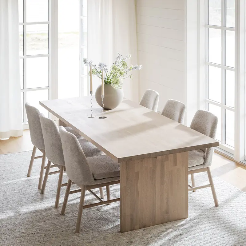 Emmett dining table  white wash amesbury chair.