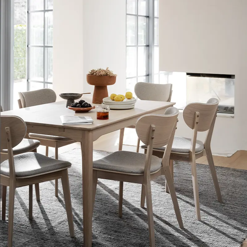 Markham dining table kato white wash chair.
