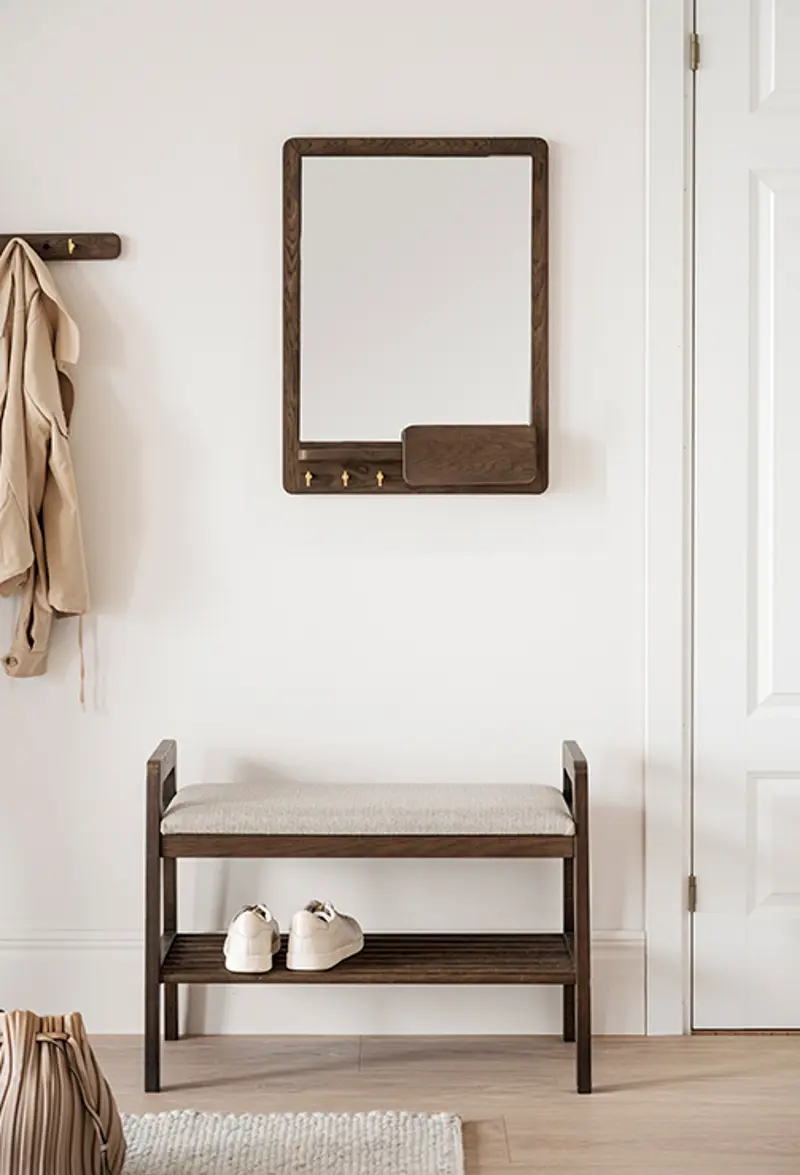 inverness hallway bench and mirror brown