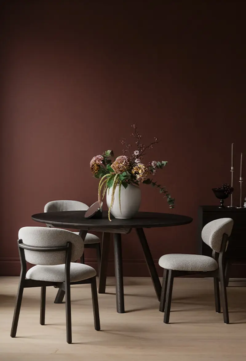 Round Clapperton dining table patterson chair brown.