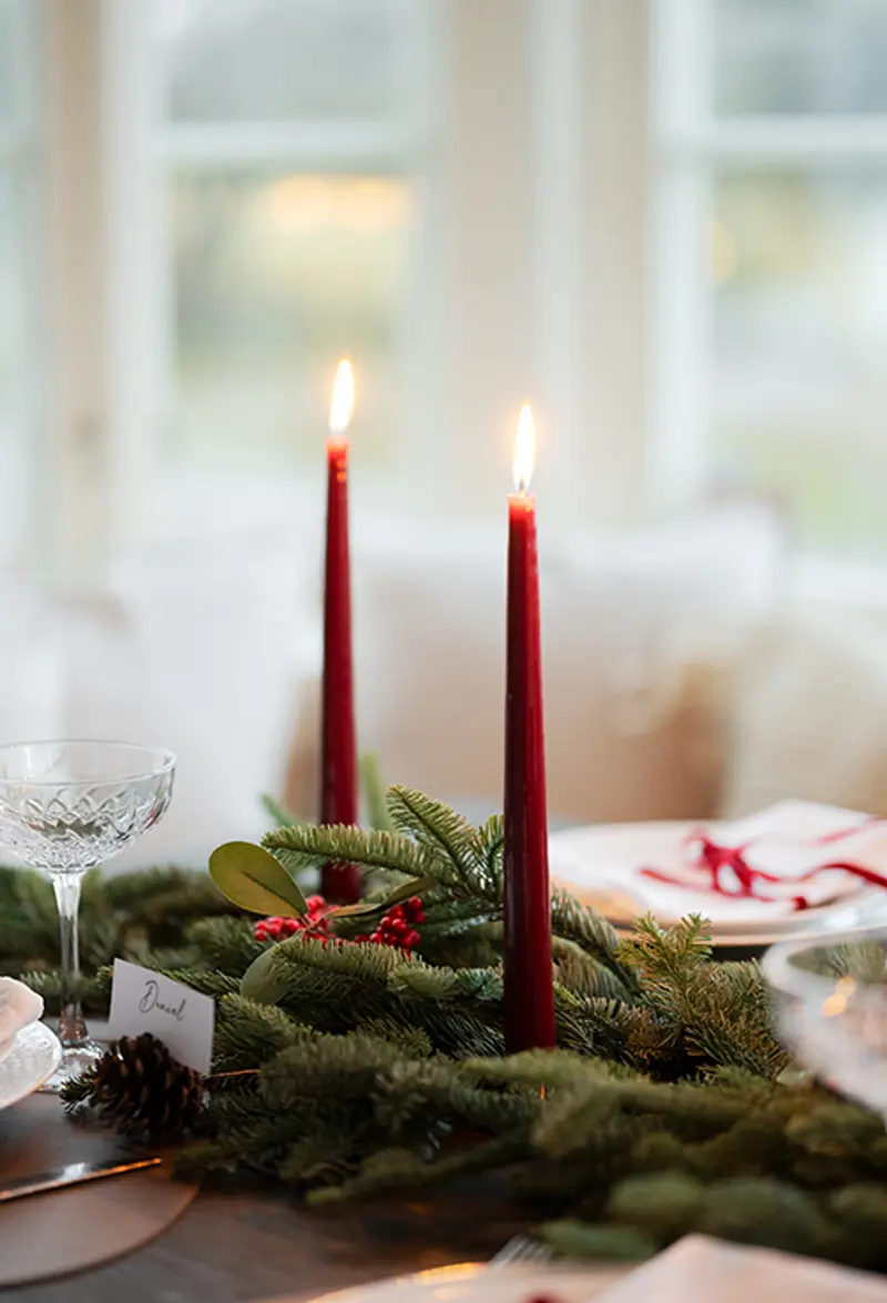 Red lights christmas decor.