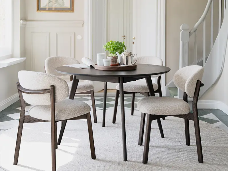 Yumi dining table, patterson dining chair brown auckland carpet.