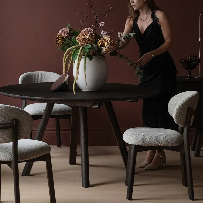 Patterson brown Clapperton dining table round.