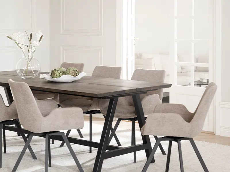 Carradale dining table brown A legs Norwell chair.