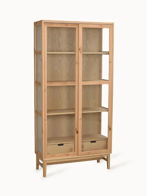 Storage hazelton glas cabineet oak fcfaf8.